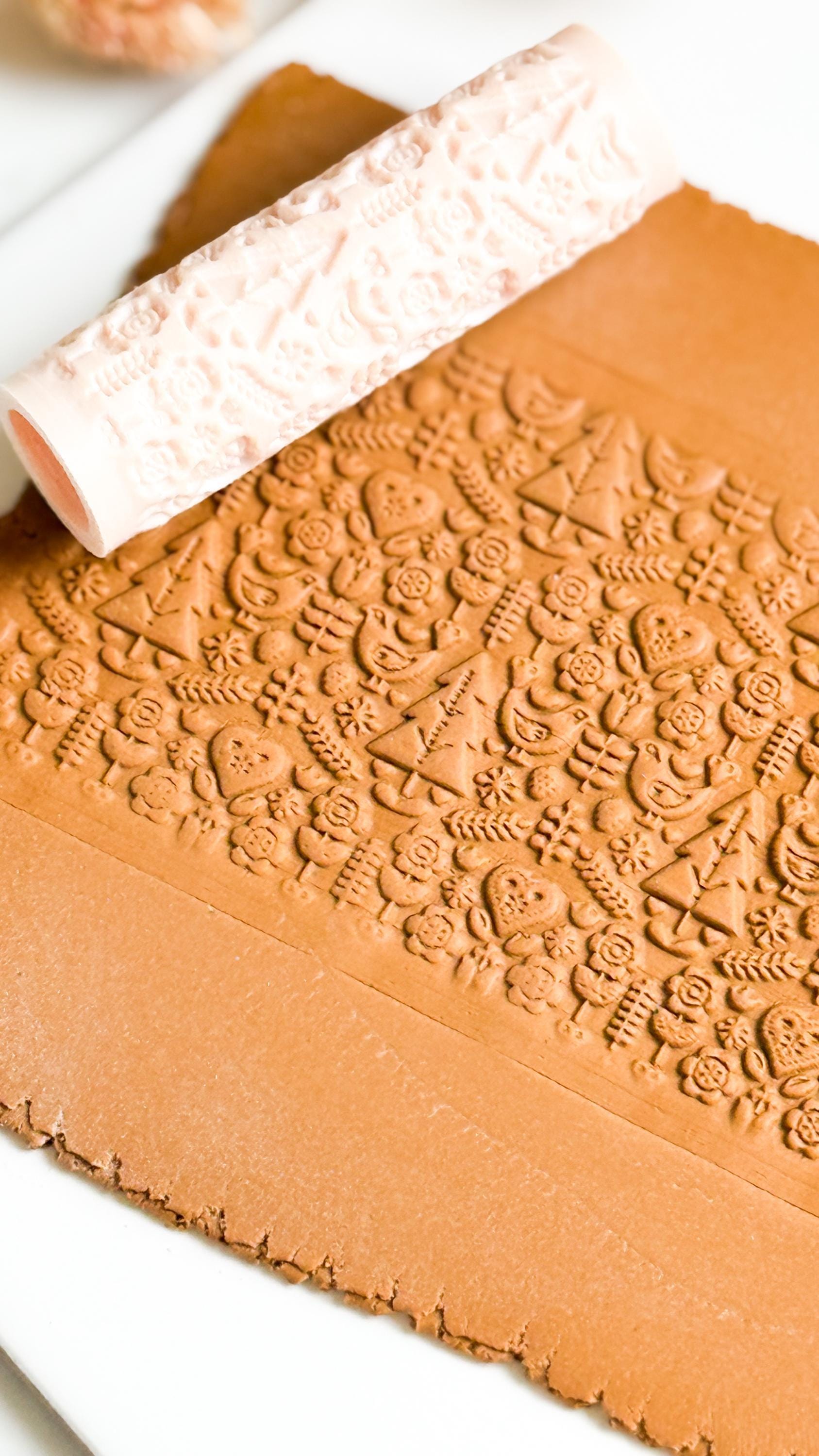 Folk Forest Texture Roller: Nordic Polymer Clay, Rustic Jewelry