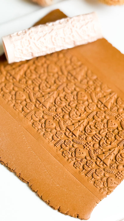 Folk Forest Texture Roller: Nordic Polymer Clay, Rustic Jewelry