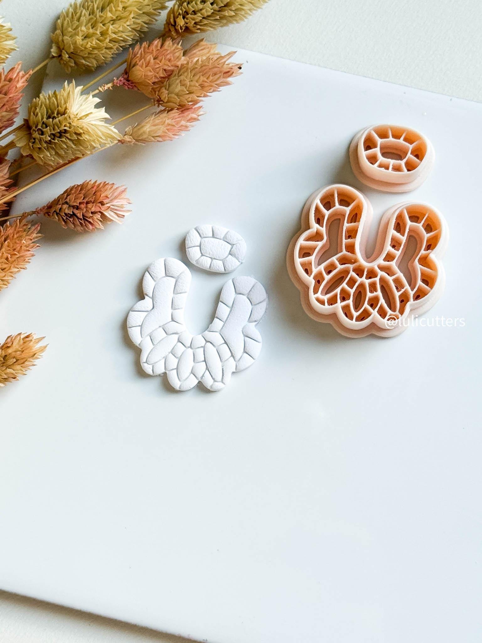 Abstract Layered Lines Clay Earring Cutter Set: Organic Texture