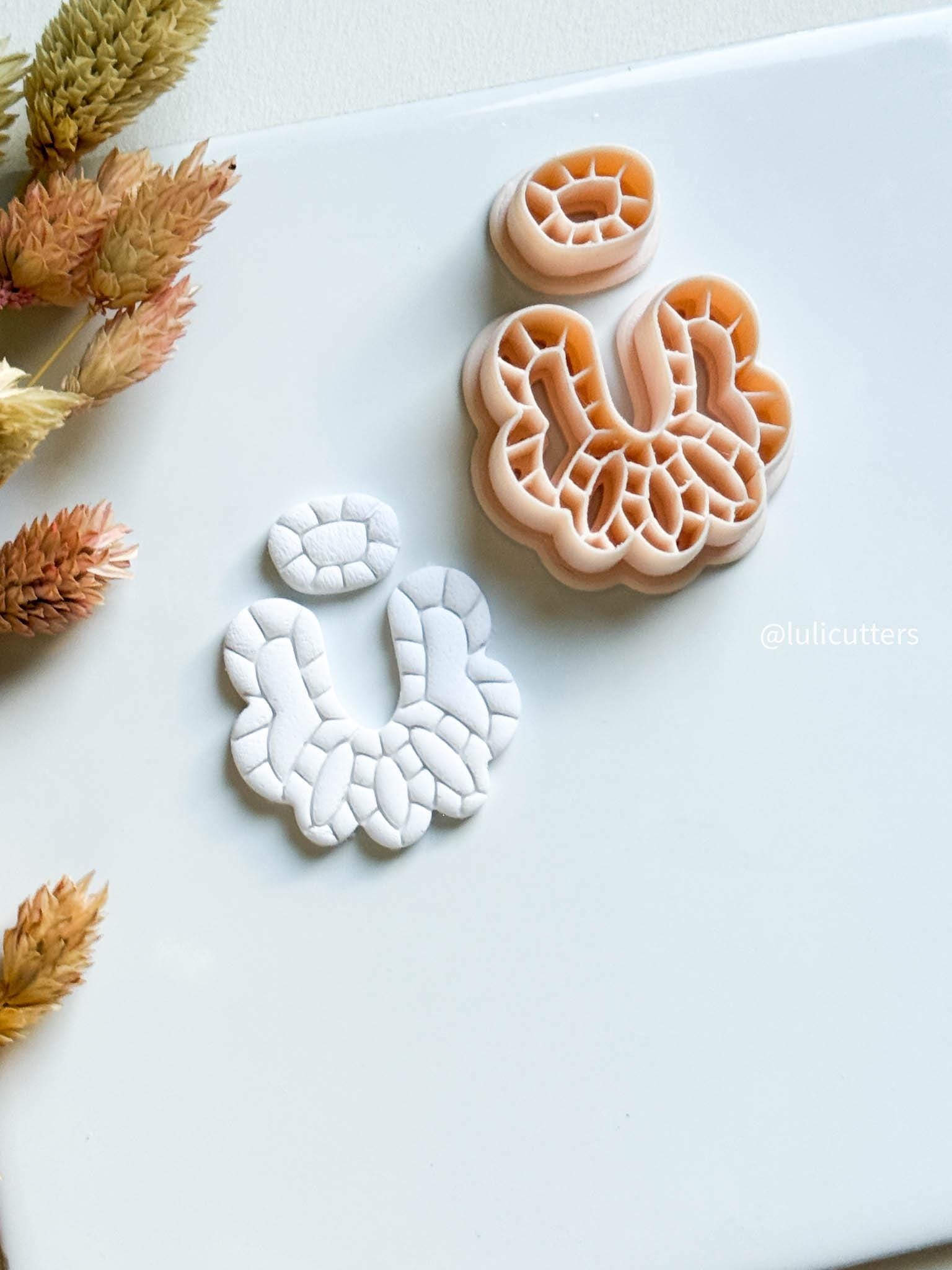 Abstract Layered Lines Clay Earring Cutter Set: Organic Texture