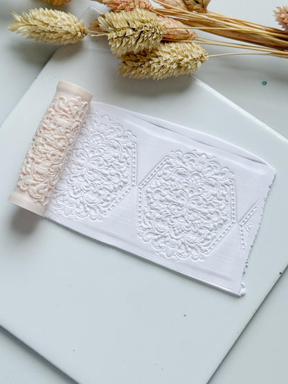 Ornamental Swirl Pattern Polymer Clay Roller Embossing Texture Tool