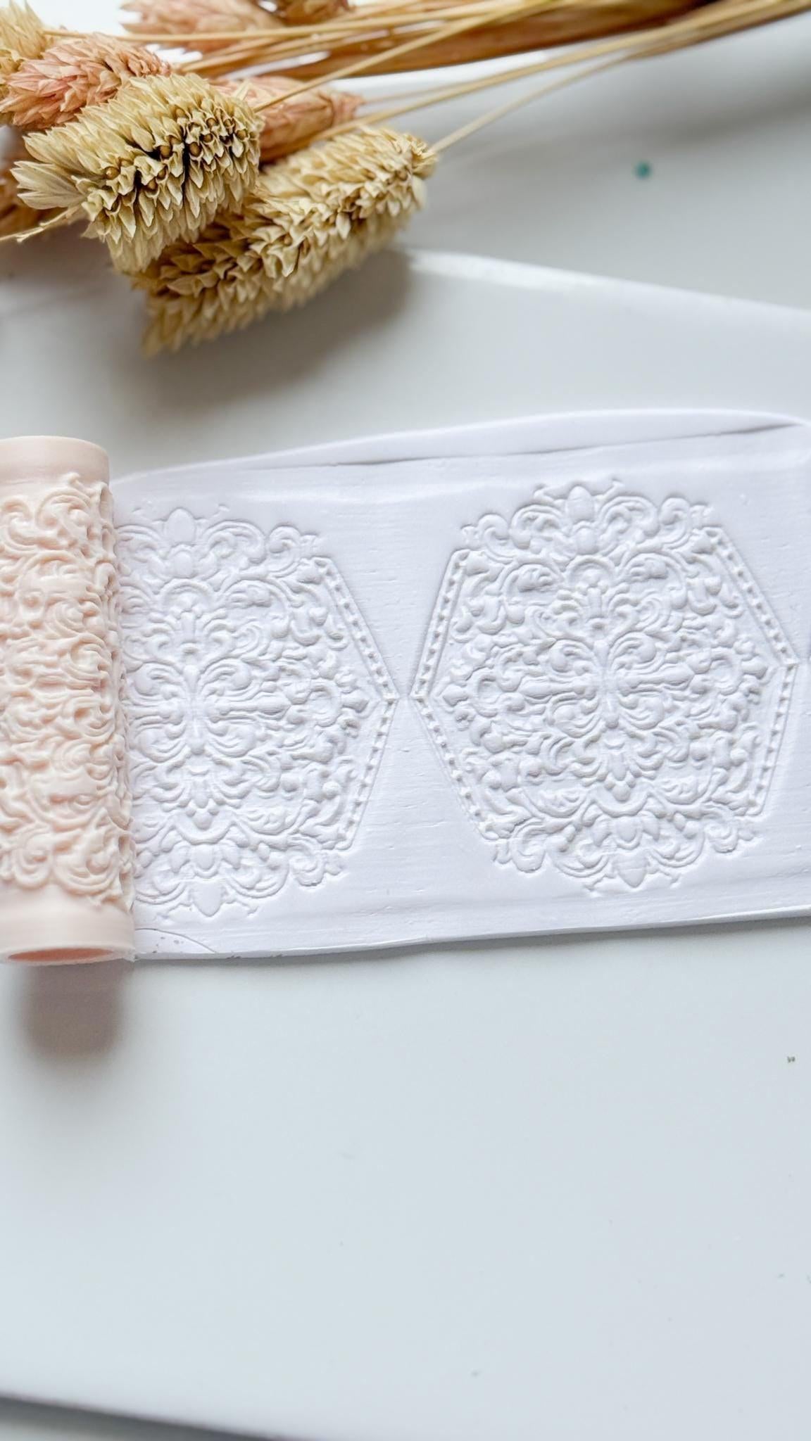 Ornamental Swirl Pattern Polymer Clay Roller Embossing Texture Tool
