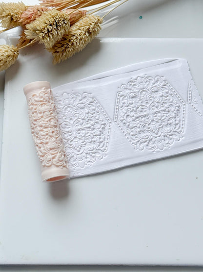 Ornamental Swirl Pattern Polymer Clay Roller Embossing Texture Tool