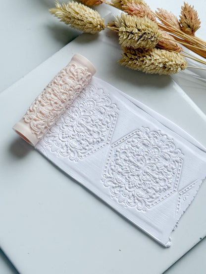 Ornamental Swirl Pattern Polymer Clay Roller Embossing Texture Tool