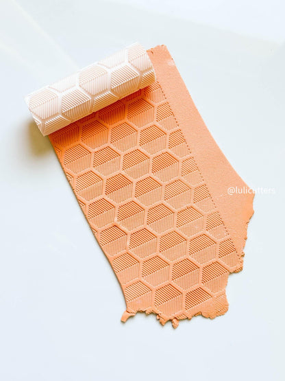 3D Cube Illusion Texture Roller: Polymer Clay Pattern (8cm)