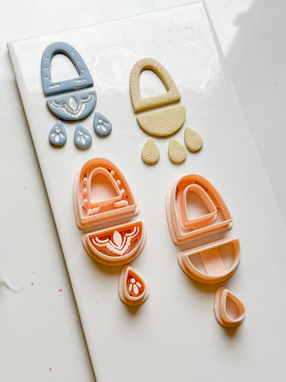 Layered Arch and Drop Clay Cutter Set for Polymer Clay Earrings - Majolica Collection