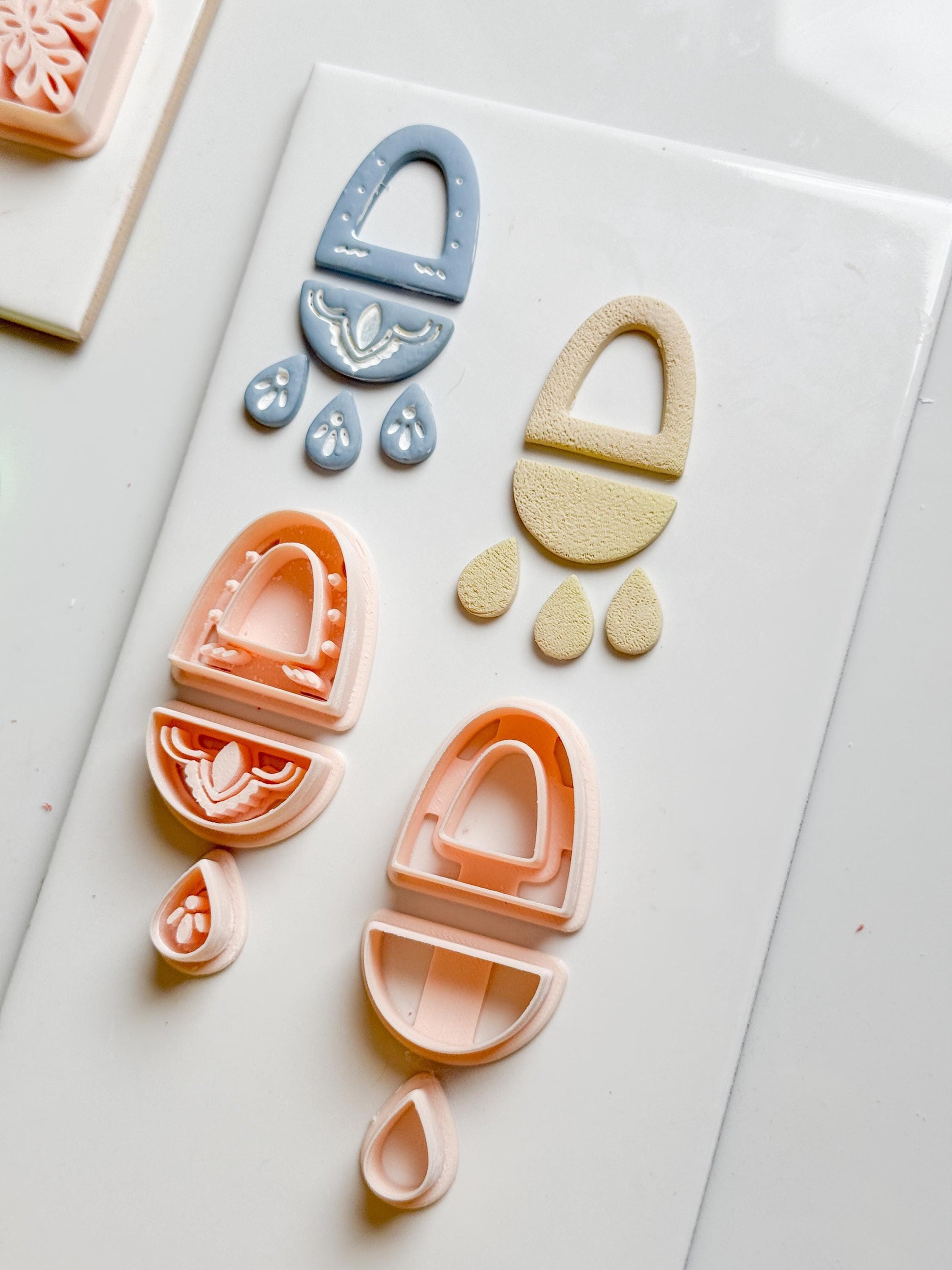 Layered Arch and Drop Clay Cutter Set for Polymer Clay Earrings - Majolica Collection