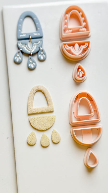 Layered Arch and Drop Clay Cutter Set for Polymer Clay Earrings - Majolica Collection