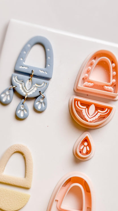 Layered Arch and Drop Clay Cutter Set for Polymer Clay Earrings - Majolica Collection