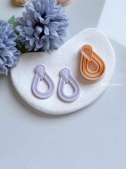 Layered Drop Clay Earring Cutter One-Piece Cutter with Built-In Teardrop Topper
