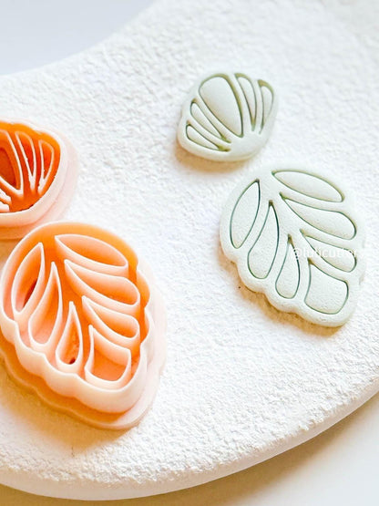 Geometric Leaf Clay Cutter Modern Leaf Shape with Imprint Line Details