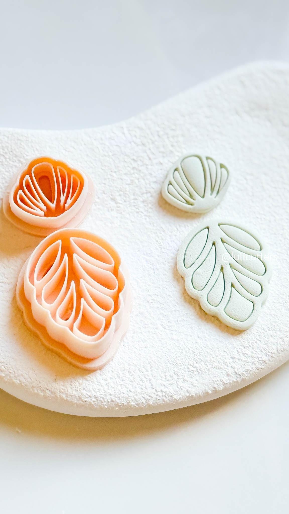 Geometric Leaf Clay Cutter Modern Leaf Shape with Imprint Line Details