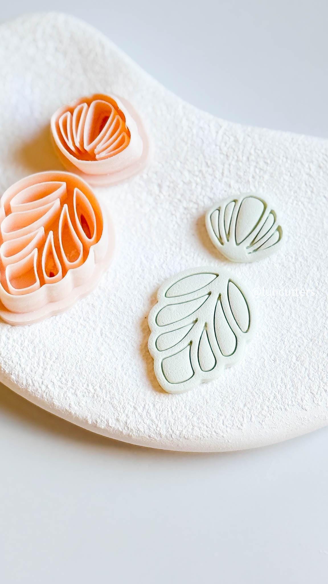 Geometric Leaf Clay Cutter Modern Leaf Shape with Imprint Line Details