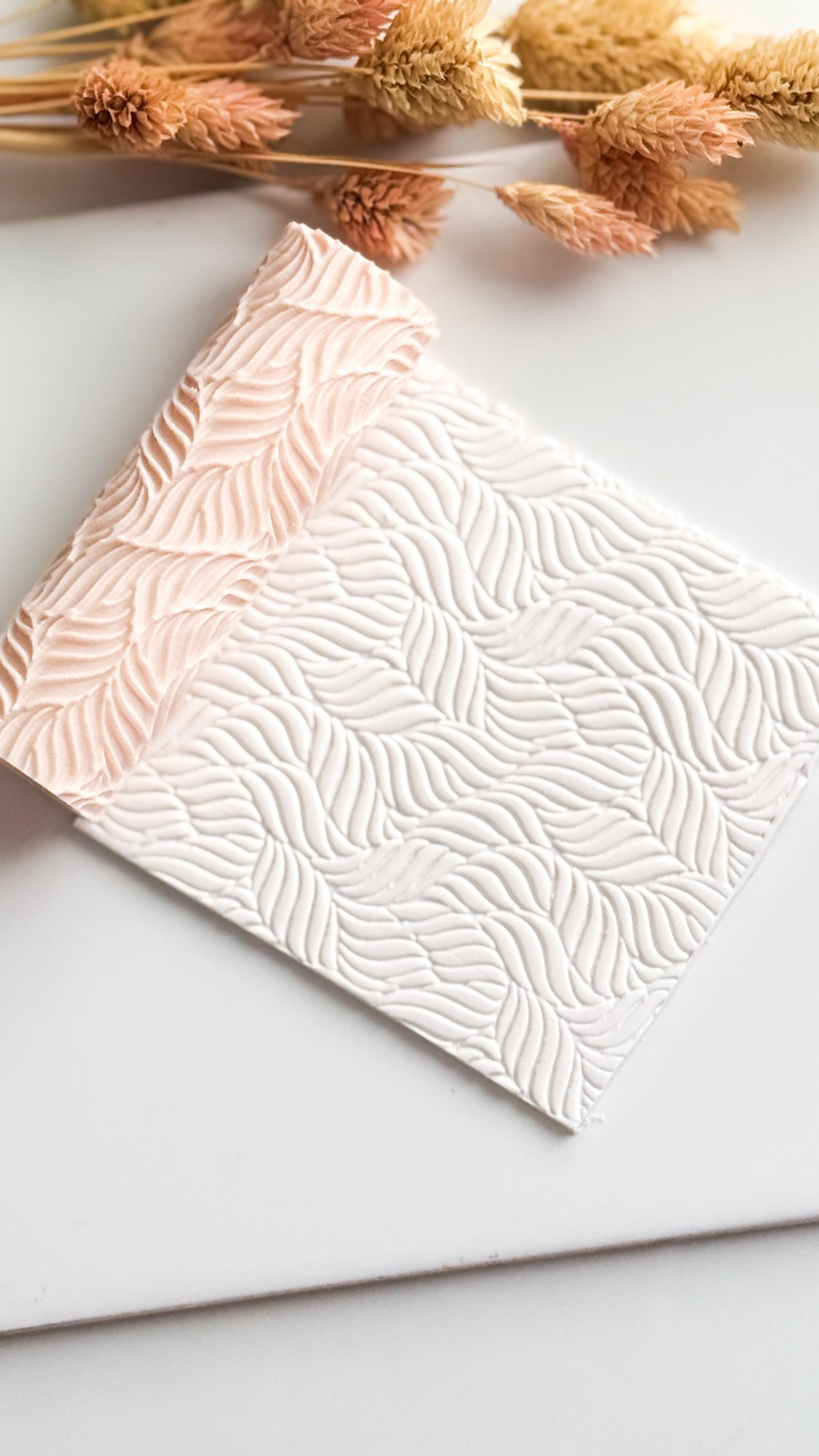 Leaf Wave Clay Emboss Roller: Polymer Clay Jewelry Texture - 8cm