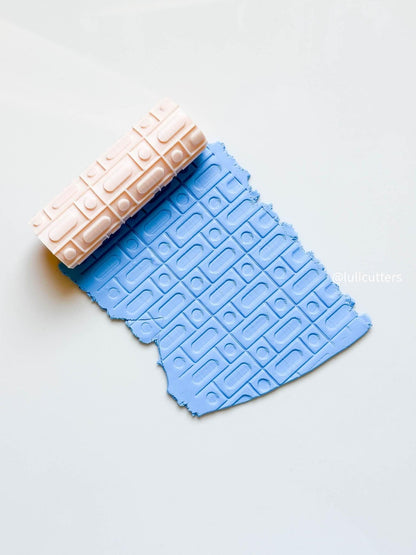 Retro Rectangle Texture Roller Geometric Imprint Tool for Polymer Clay