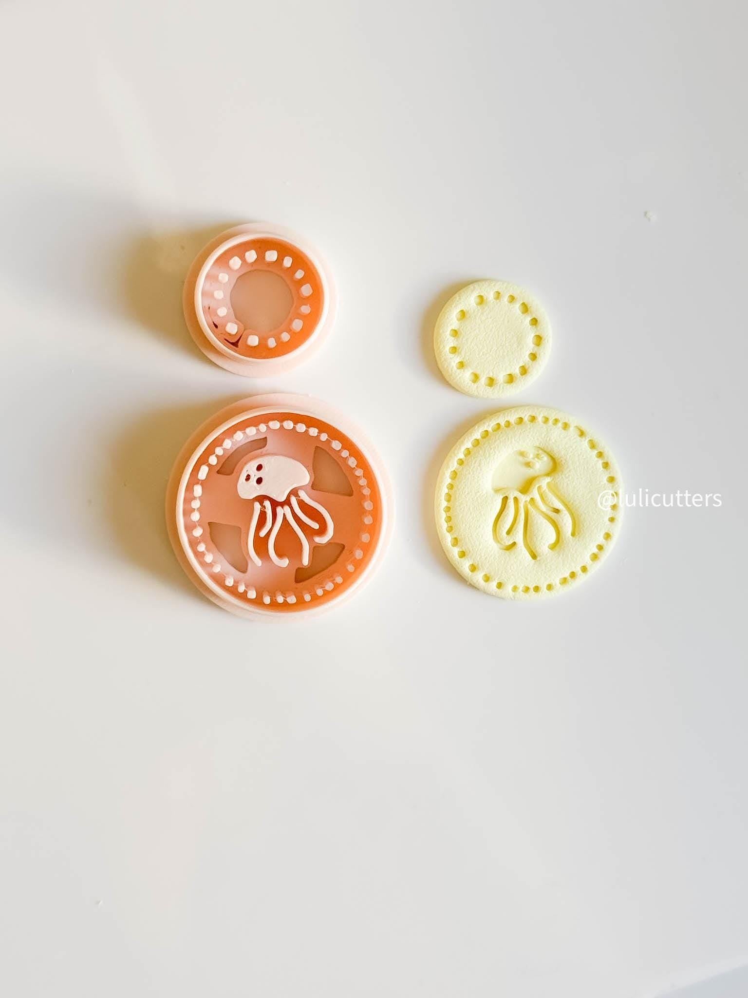 Jellyfish Clay Cutter Set Includes Ocean Dot Frame + Matching Topper