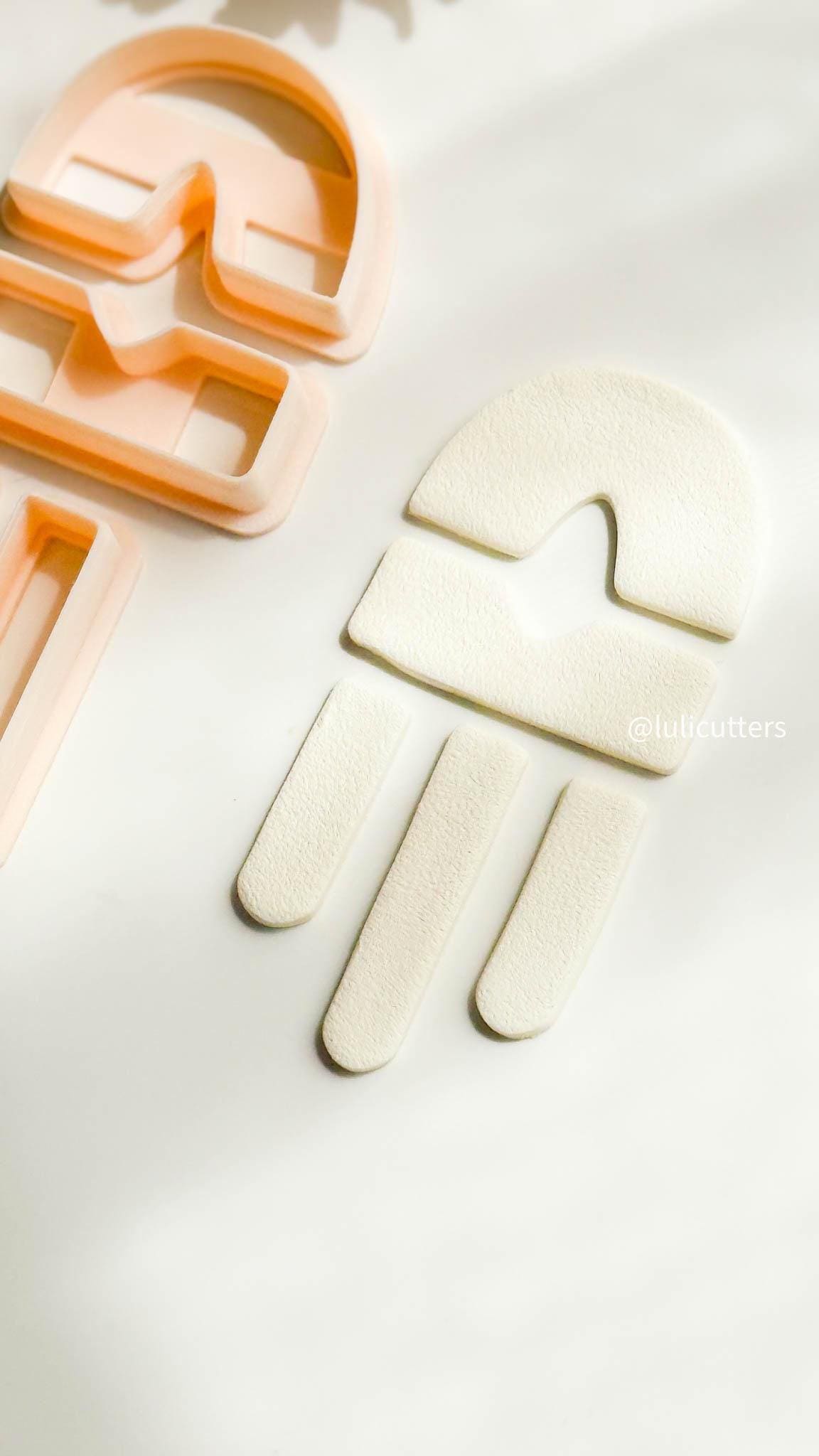 Abstract Arch Earring Cutter Set Includes Top, Middle & Dangle Pieces