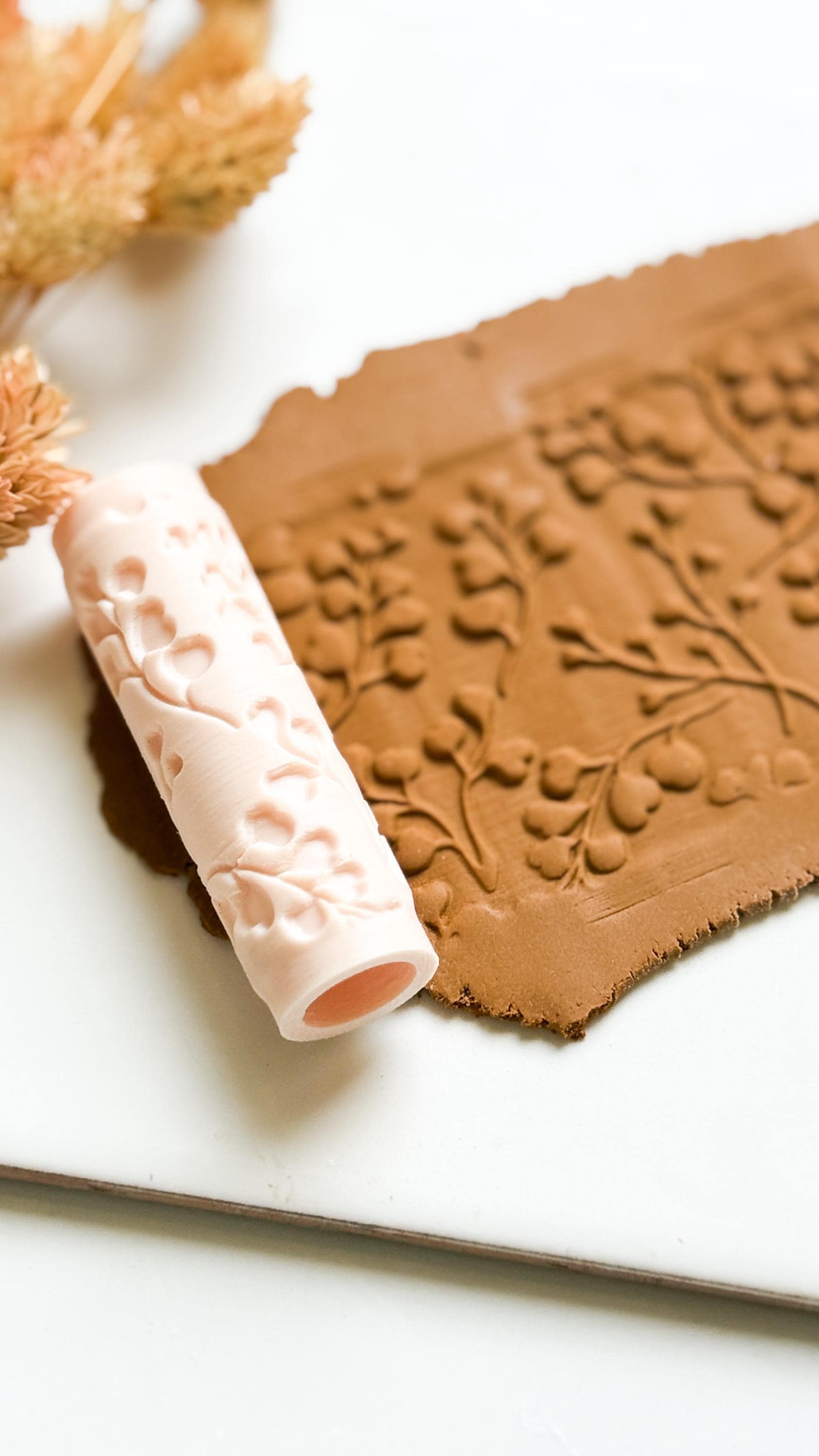 Berry Vine Texture Roller, Botanical Clay Jewelry Designs