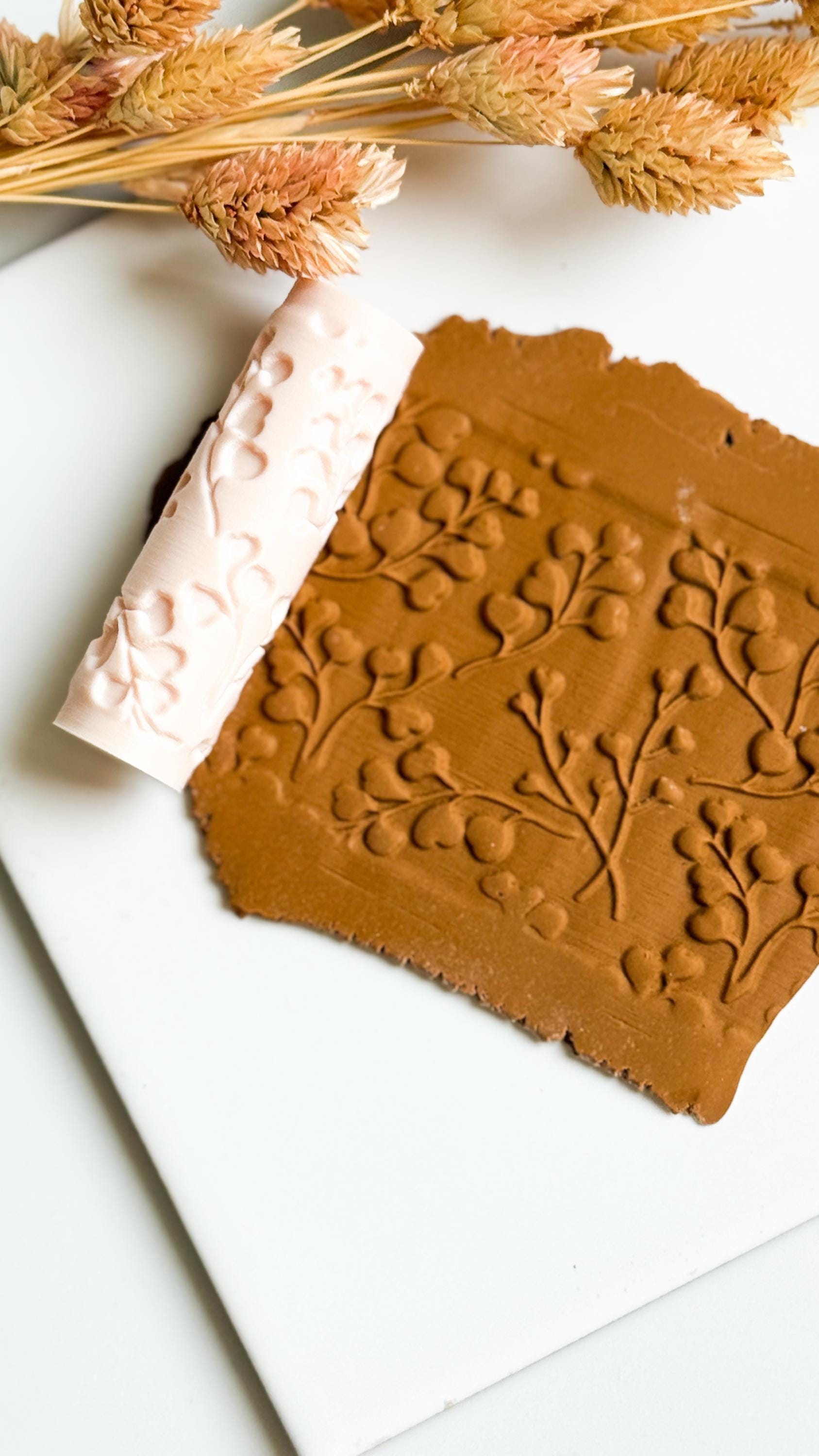 Berry Vine Texture Roller, Botanical Clay Jewelry Designs