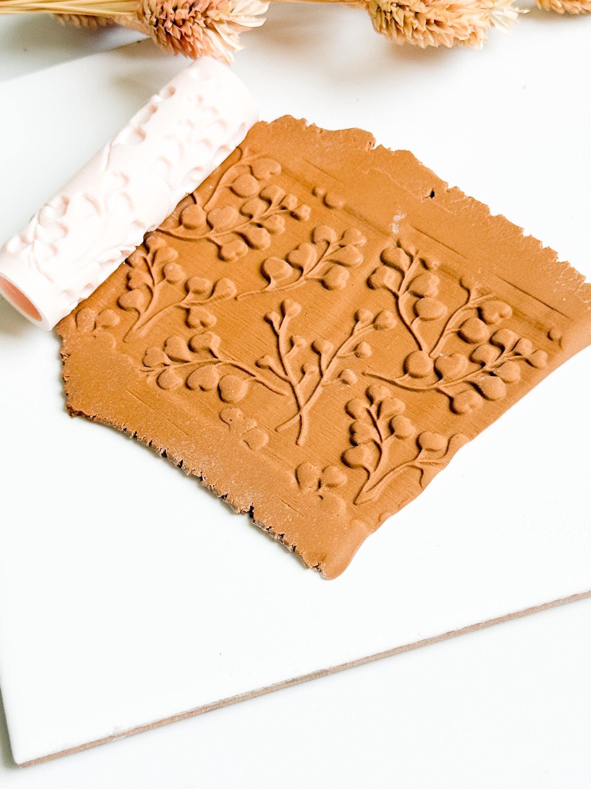 Berry Vine Texture Roller, Botanical Clay Jewelry Designs