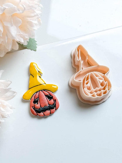 Witch Hat Pumpkin Cutter: Polymer Clay Halloween Earrings, Charms - 45mm
