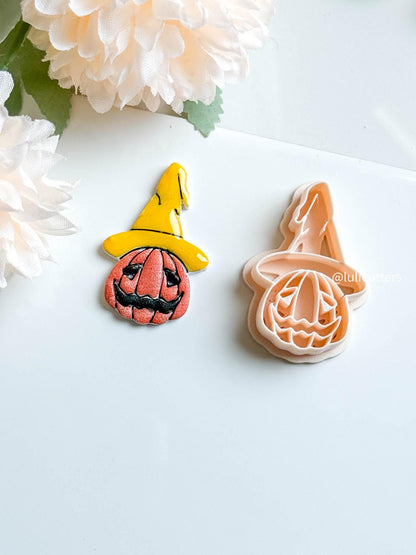 Witch Hat Pumpkin Cutter: Polymer Clay Halloween Earrings, Charms - 45mm