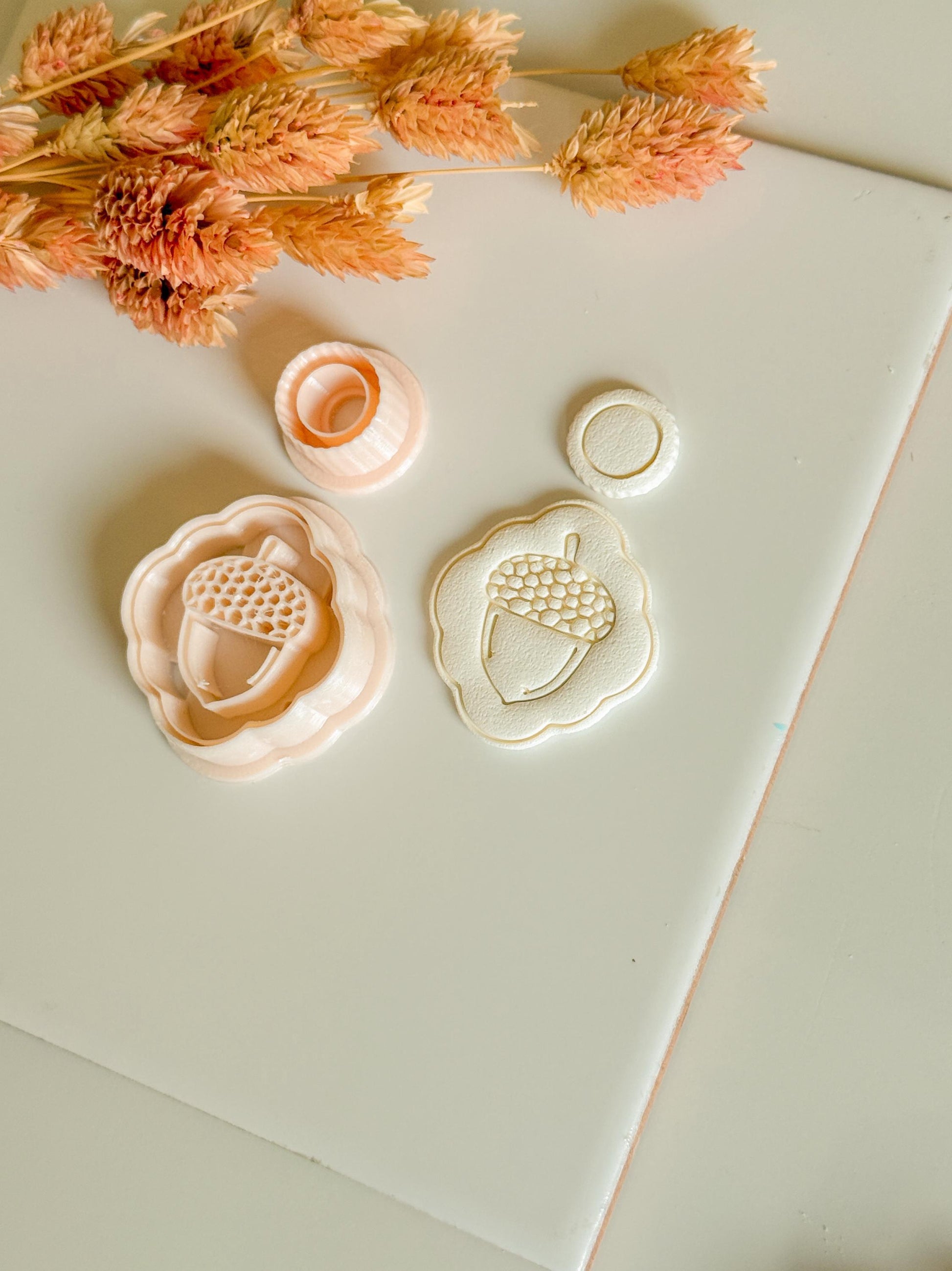 Acorn Charm Polymer Clay Cutter Set: Fall Earring Base + Topper