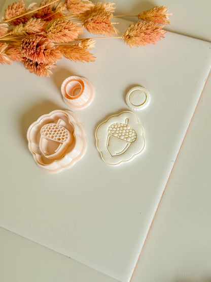 Acorn Charm Polymer Clay Cutter Set: Fall Earring Base + Topper