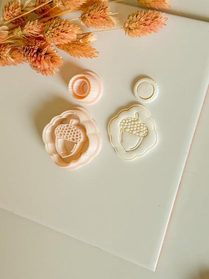 Acorn Charm Polymer Clay Cutter Set: Fall Earring Base + Topper