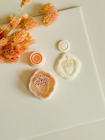 Acorn Charm Polymer Clay Cutter Set: Fall Earring Base + Topper