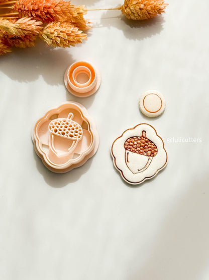 Acorn Charm Polymer Clay Cutter Set: Fall Earring Base + Topper