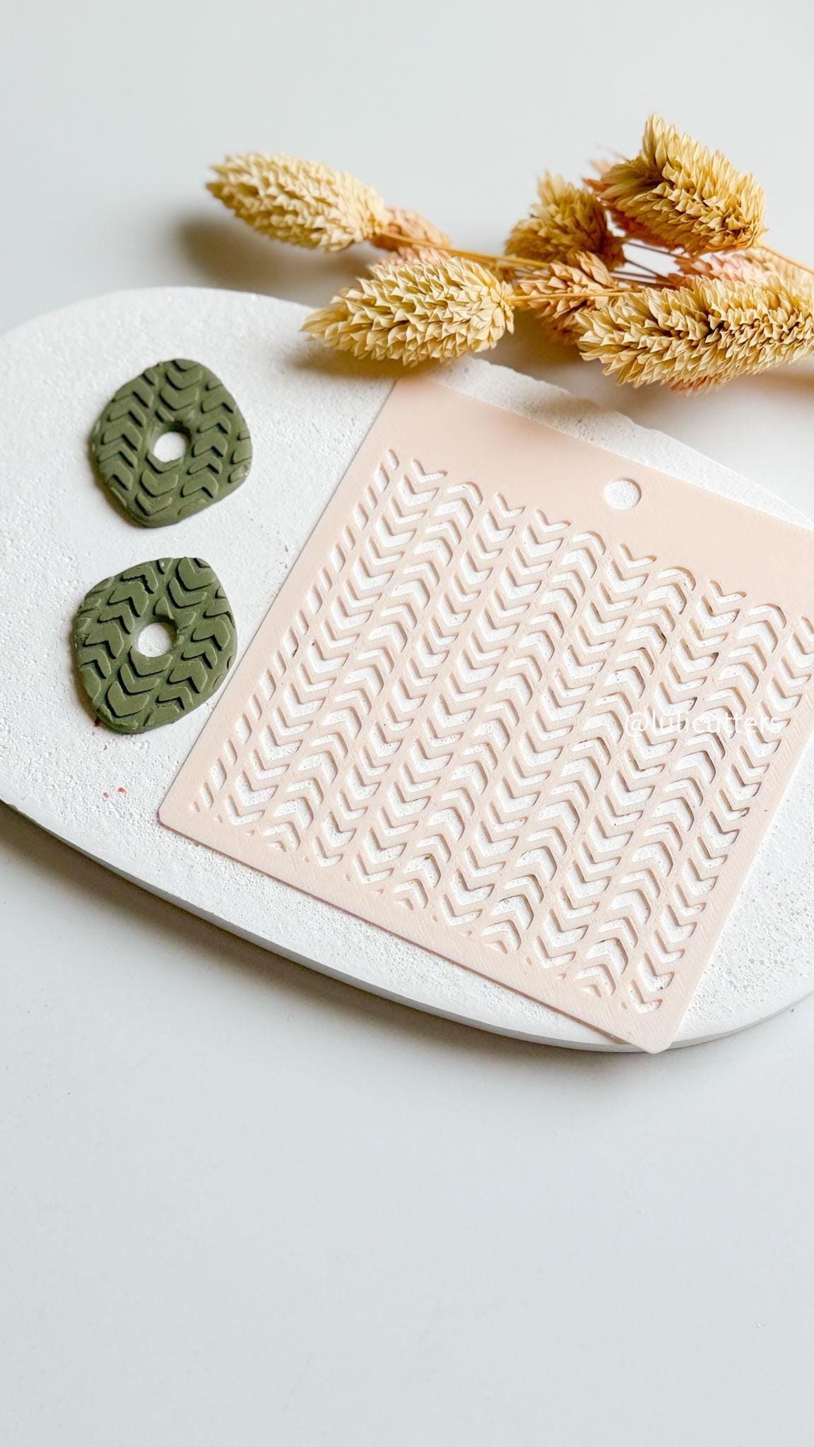 Geometric Grid Stencil for Polymer Clay: Earring & Jewelry Texture Template