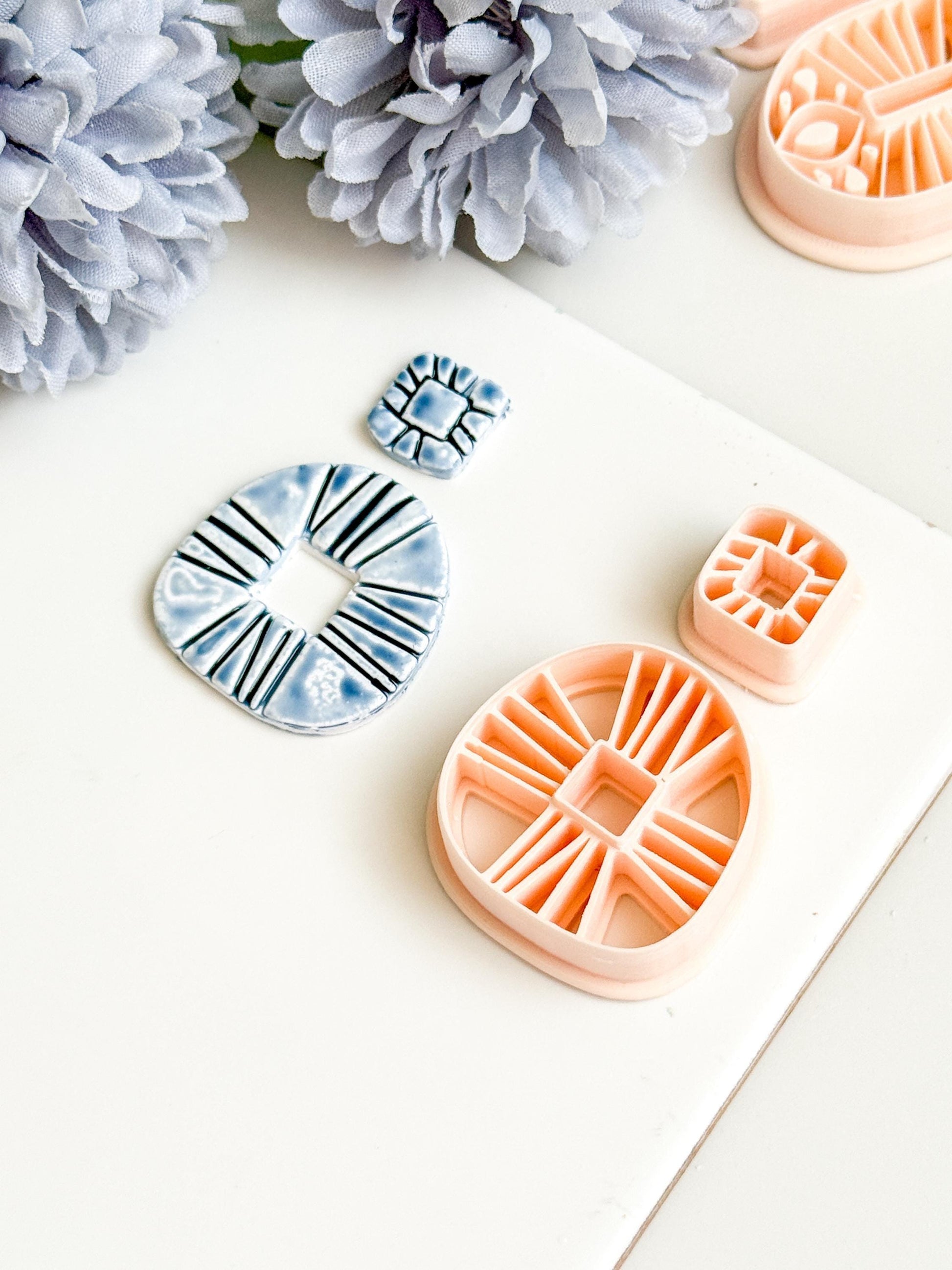 Lined Square Polymer Clay Cutter Set: Geometric Jewelry Making