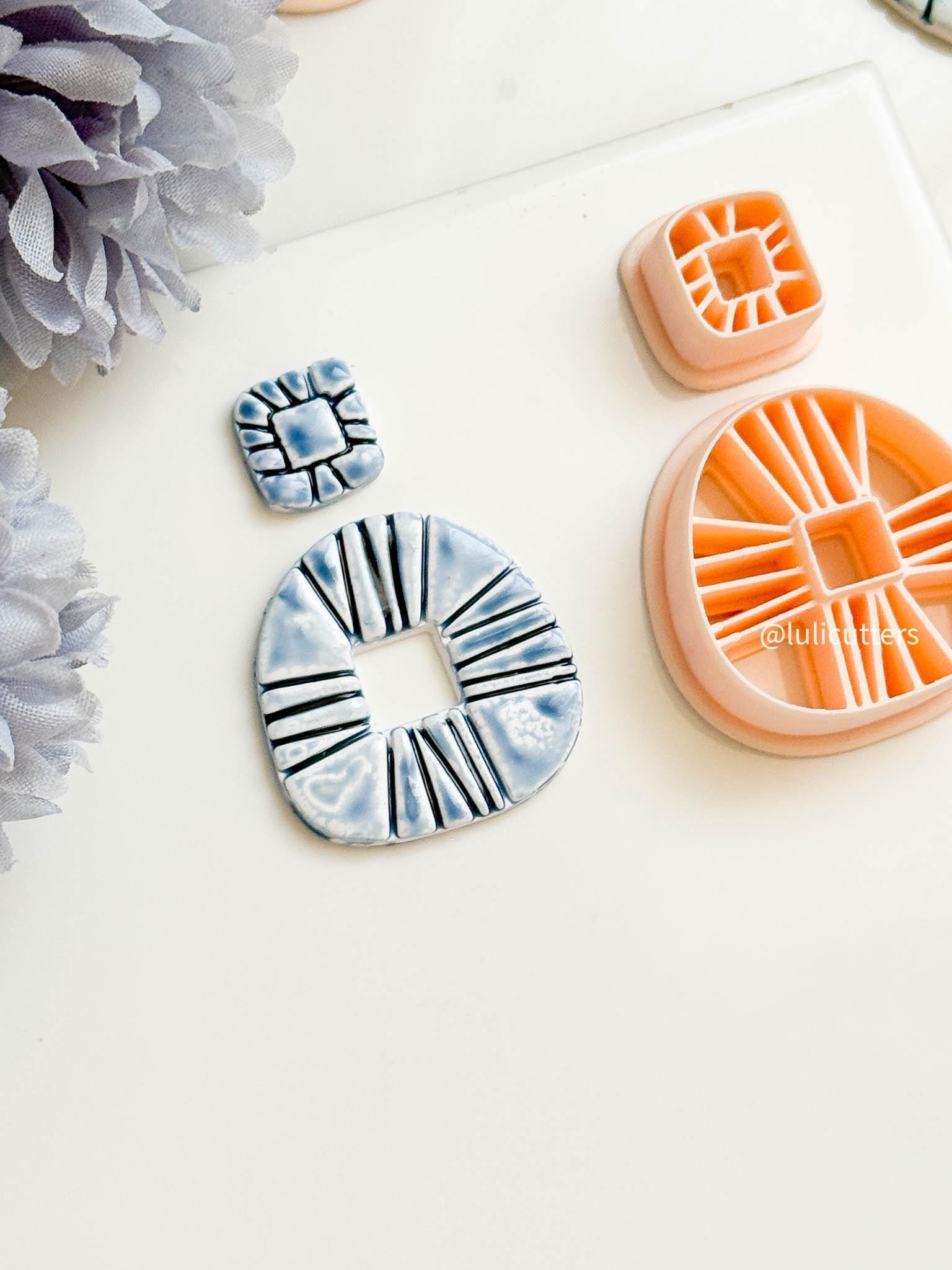 Lined Square Polymer Clay Cutter Set: Geometric Jewelry Making