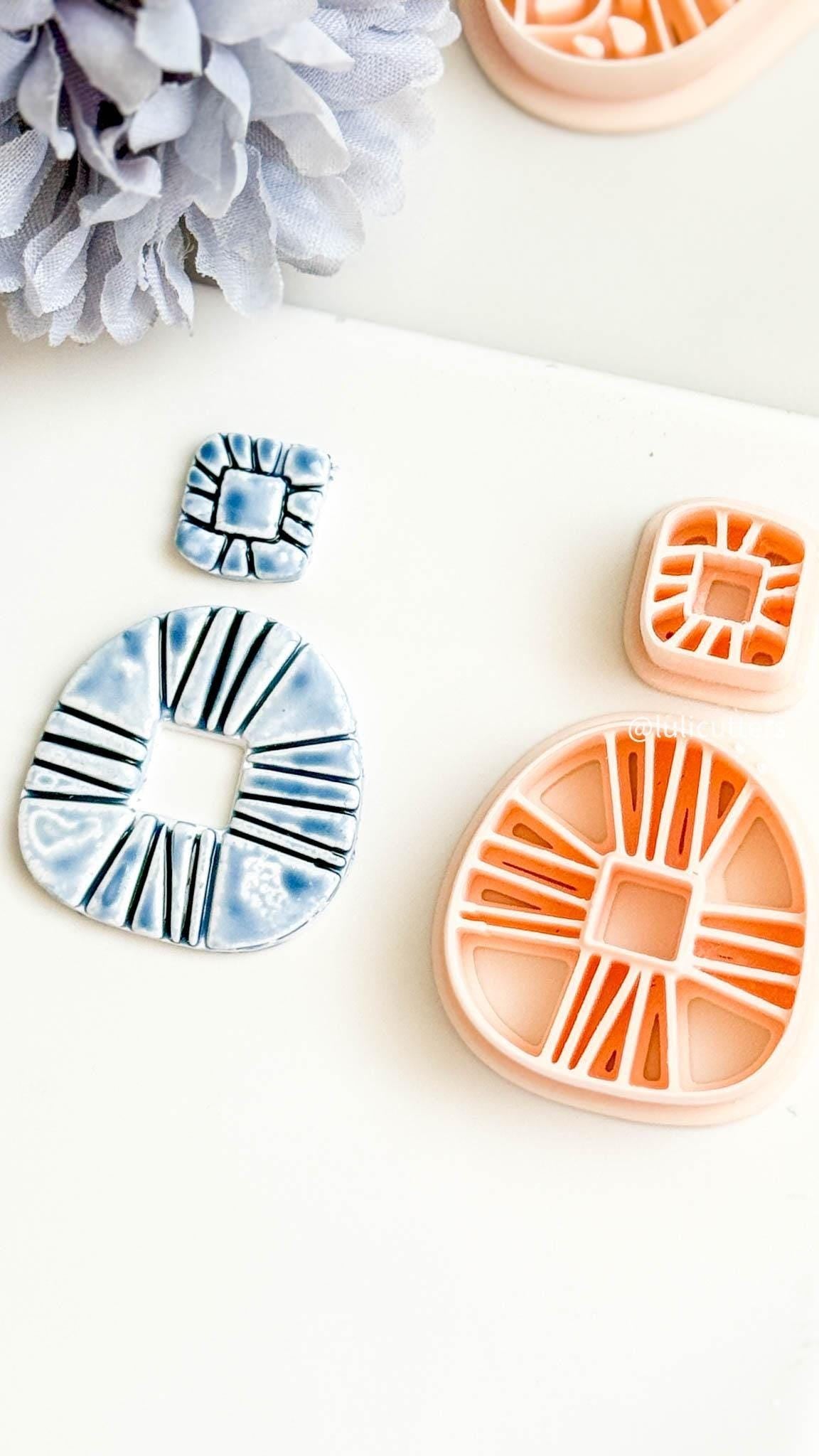 Lined Square Polymer Clay Cutter Set: Geometric Jewelry Making