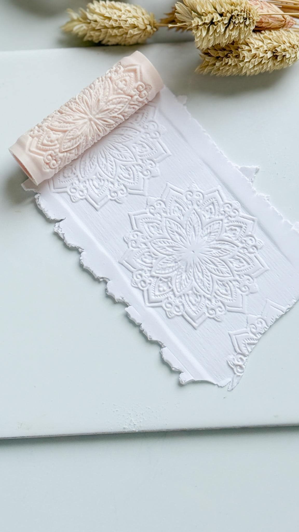 Mandala Floral Pattern Polymer Clay Roller Embossing Texture Tool