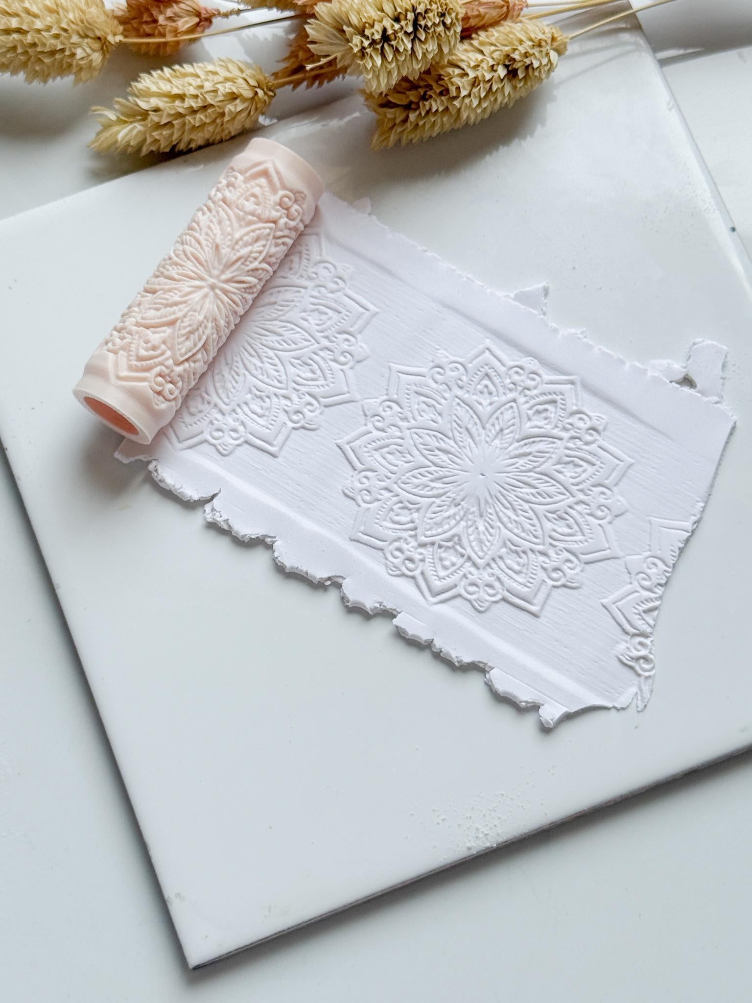 Mandala Floral Pattern Polymer Clay Roller Embossing Texture Tool