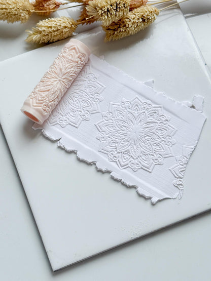 Mandala Floral Pattern Polymer Clay Roller Embossing Texture Tool