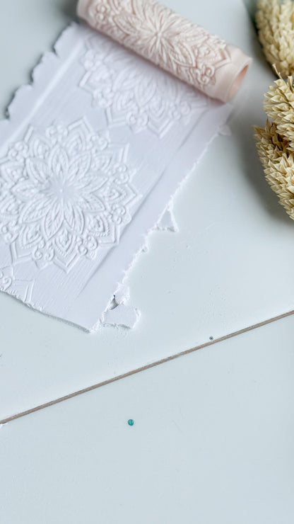 Mandala Floral Pattern Polymer Clay Roller Embossing Texture Tool