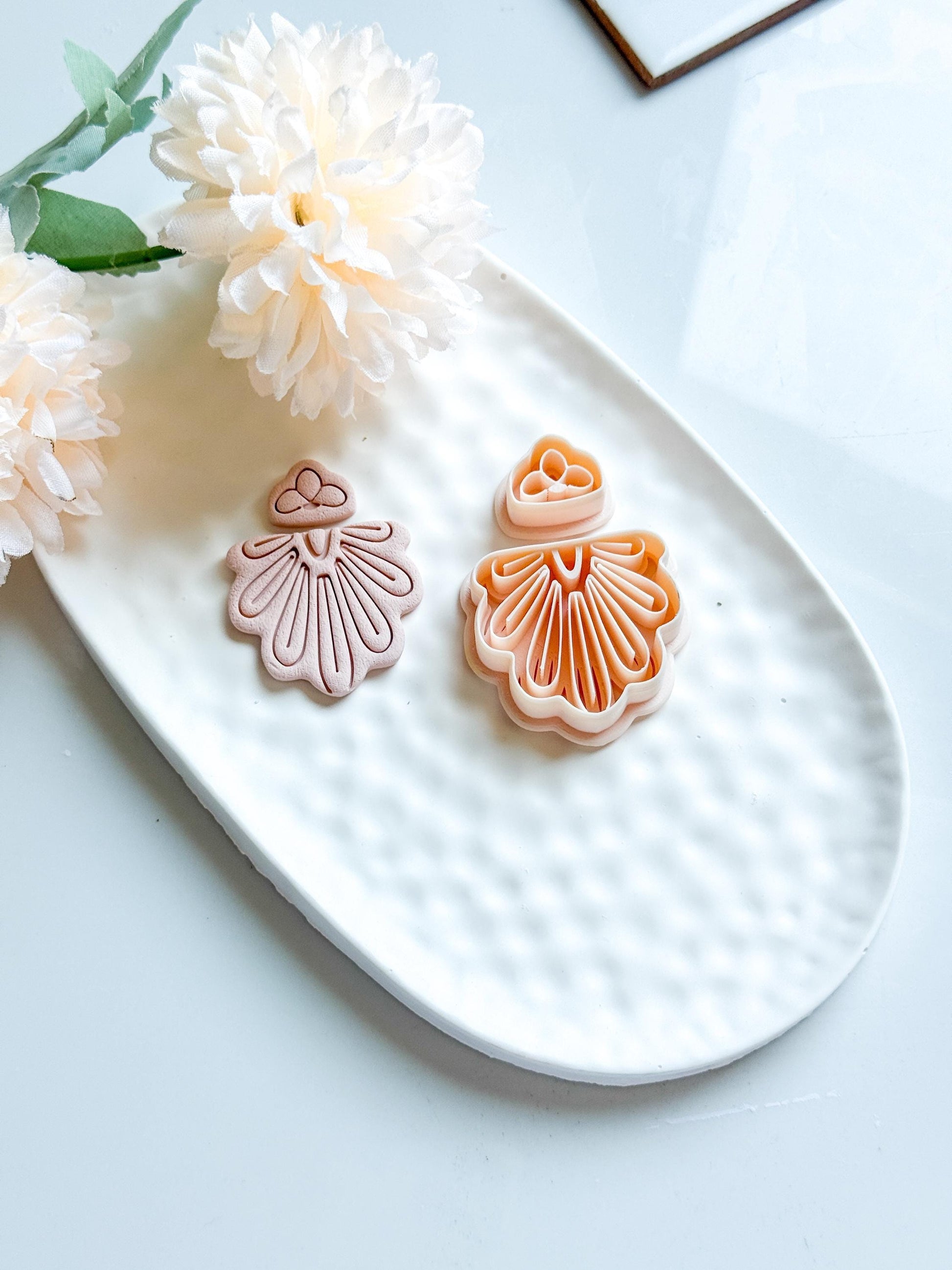 Floral Polymer Clay Cutters: Scalloped Fan & Petal Topper - DIY Jewelry Making