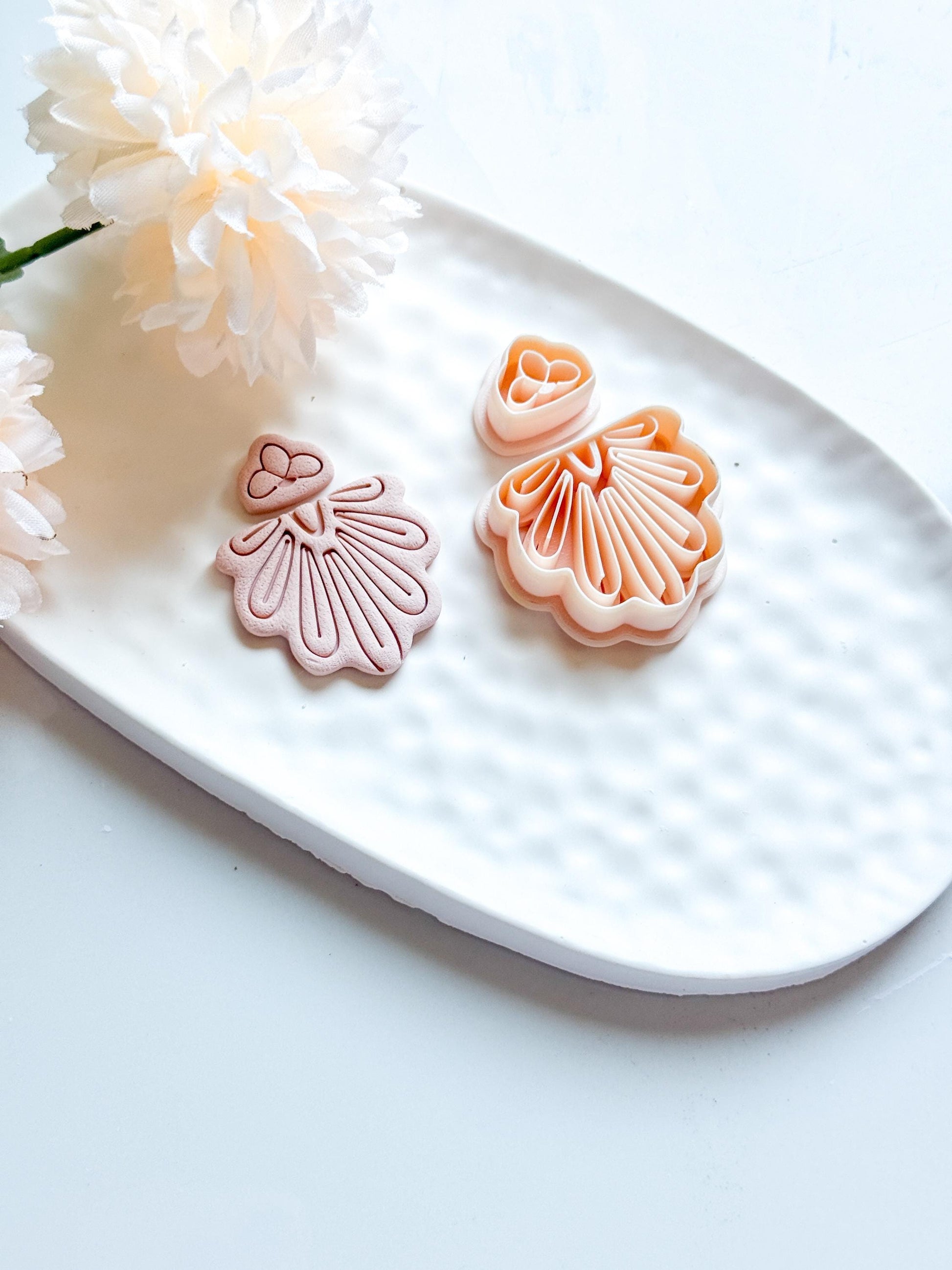 Floral Polymer Clay Cutters: Scalloped Fan & Petal Topper - DIY Jewelry Making
