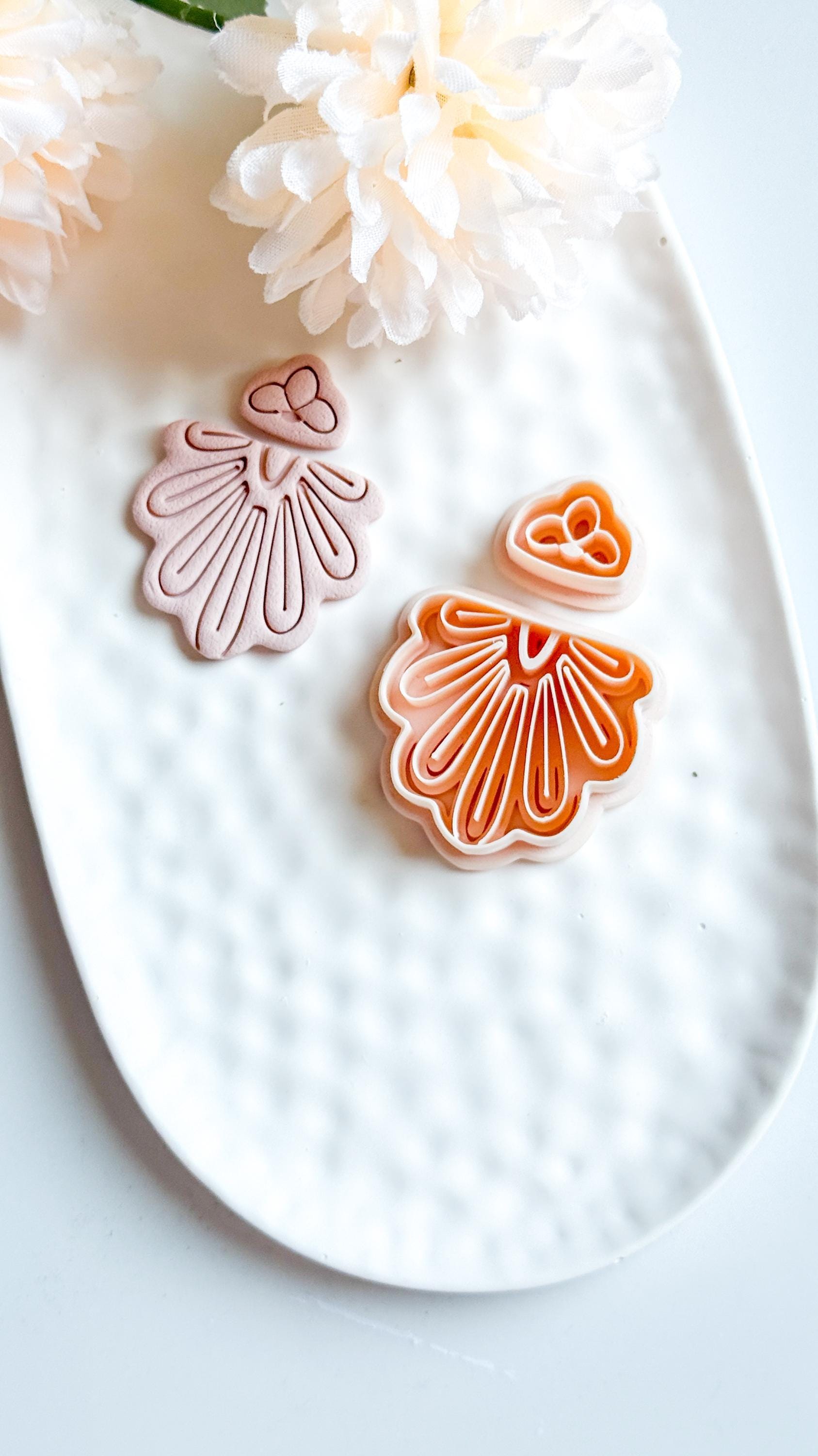 Floral Polymer Clay Cutters: Scalloped Fan & Petal Topper - DIY Jewelry Making