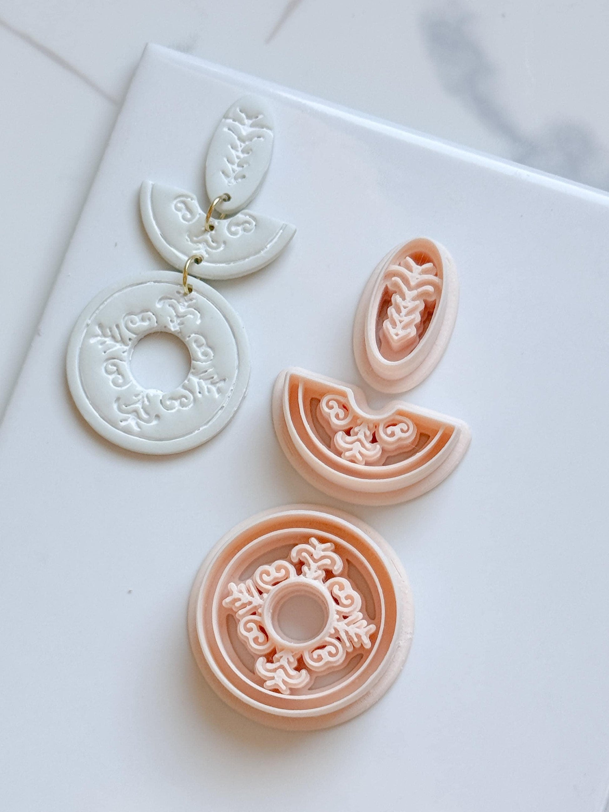 Ornate Circle Polymer Clay Cutter Set Boho Medallion Earring Shapes