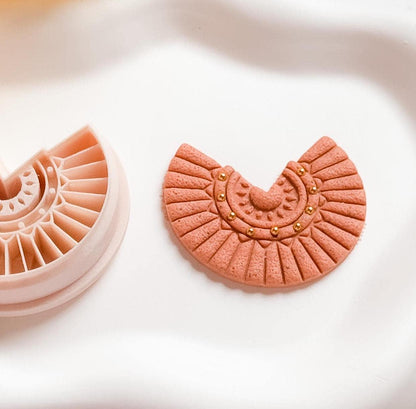 Sunburst Fan Polymer Clay Earring Cutter: Boho Tribal Jewelry Tool