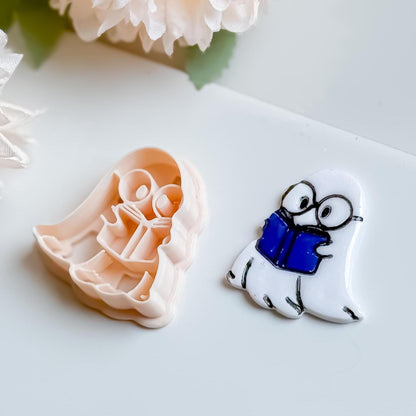 Bookish Ghost Polymer Clay Cutter: Halloween Jewelry Mold