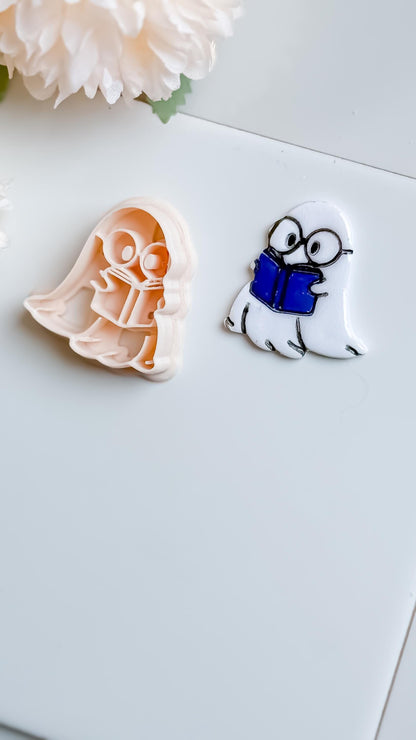 Bookish Ghost Polymer Clay Cutter: Halloween Jewelry Mold