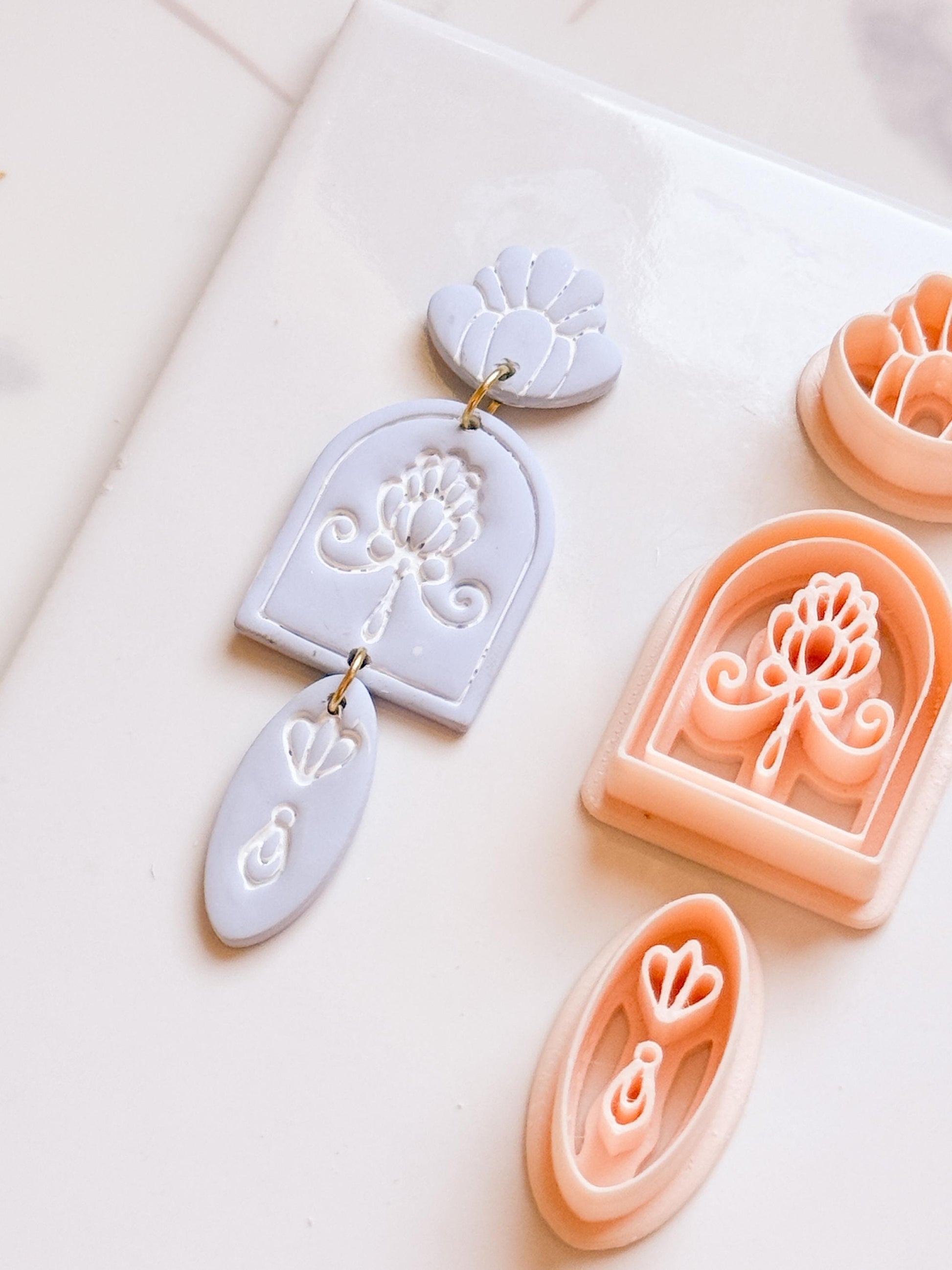 Arch Floral Polymer Clay Cutter Set Boho Window Earring Shapes