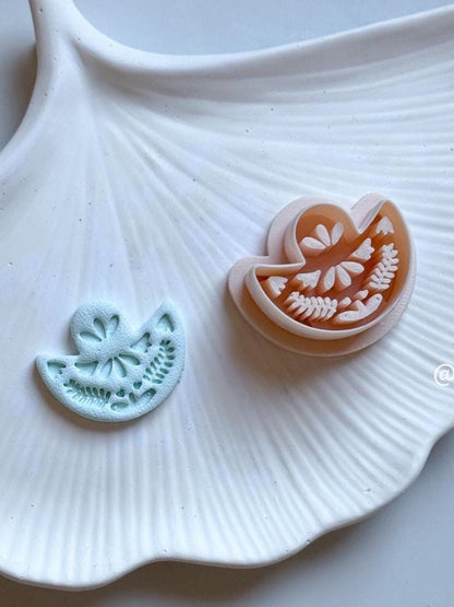 Folk Fan Floral Polymer Clay Cutter Imprint Earring Cutter