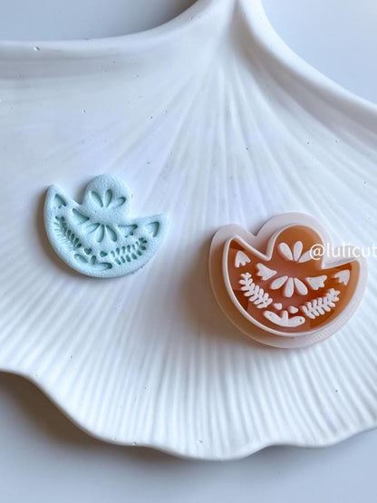 Folk Fan Floral Polymer Clay Cutter Imprint Earring Cutter
