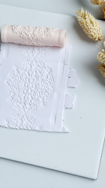 Baroque Floral Scroll Polymer Clay Roller Embossing Texture Tool